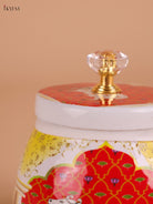 Pichwai Cow Printed Nuts Jar-Red-4inch-KEI22003