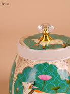 Pichwai Cow Printed Nuts Jar-Light Green -4inch-KEI22005