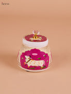 Pichwai Cow Printed Nuts Jar-Purple -4inch-KEI22006