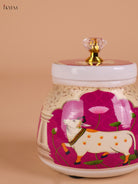 Pichwai Cow Printed Nuts Jar-Purple -4inch-KEI22006