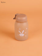 Rabbit Printed Glass Water Bottle- Brown 5.5 inch-KEI22016