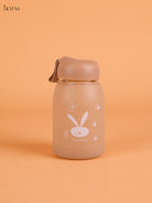 Rabbit Printed Glass Water Bottle- Brown 5.5 inch-KEI22016