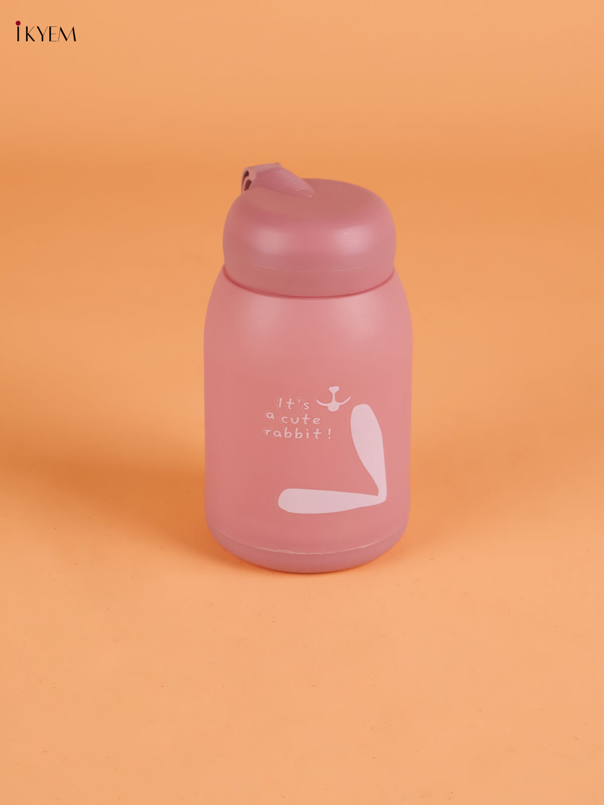 Rabbit Printed Glass Water Bottle- Pink 5.5 inch-KEI22018