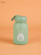 Rabbit Printed Glass Water Bottle- Green 5.5 inch-KEI22019