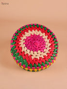 Palm Leaf Round Box -Cream&Multicolur-KEI23002