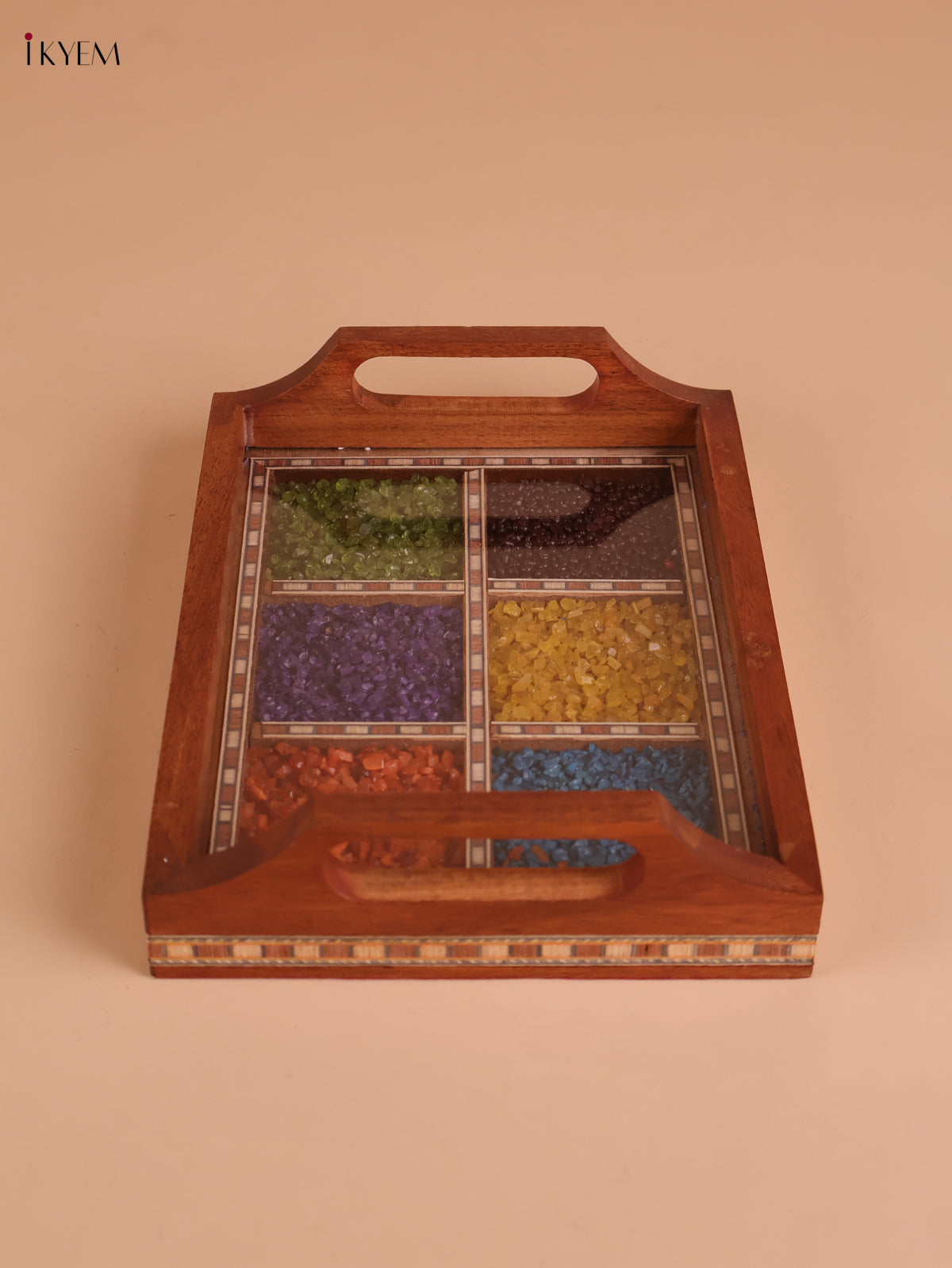 Wooden Gems Stone Tray (6x8)