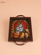 Krishna &Cow Printed Wooden Tray (8x5.5)