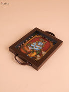 Krishna &Cow Printed Wooden Tray (8x5.5)