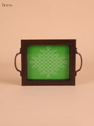 Kolam Printed Wooden Tray-Green (8x5.5)