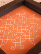 Kolam Printed Wooden Tray-Orange (8x5.5)