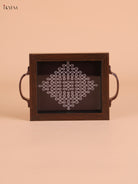 Kolam Printed Wooden Tray-Brown (8x5.5)