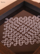 Kolam Printed Wooden Tray-Brown (8x5.5)