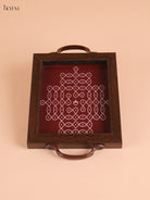 Kolam Printed Wooden Tray-Maroon (8x5.5)
