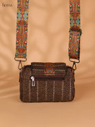 Printed sling bag -Brown