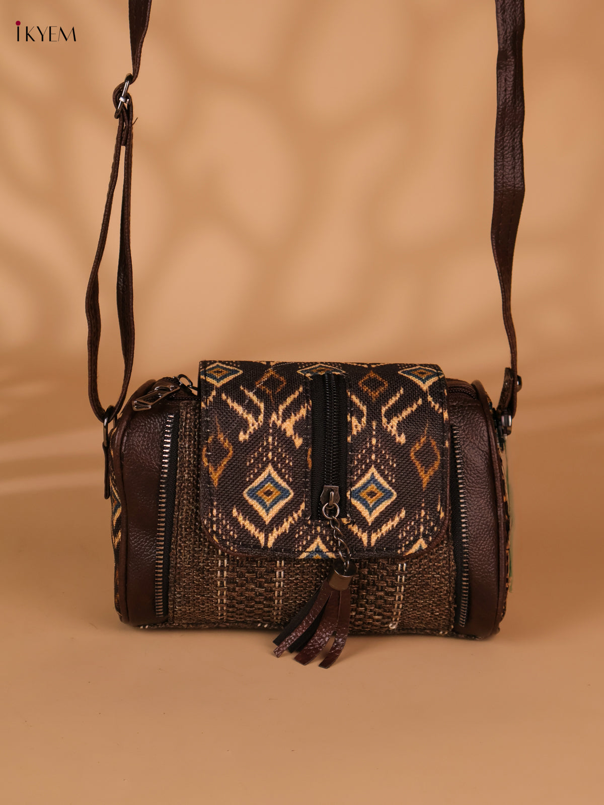 Printed Sling Bag-Brown colour