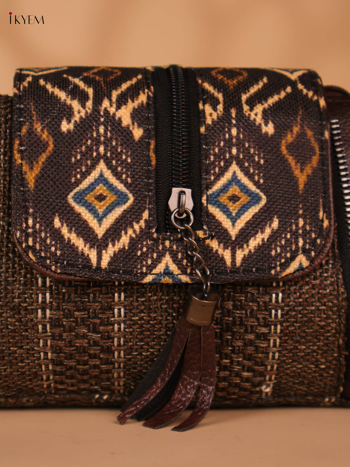Printed Sling Bag-Brown colour