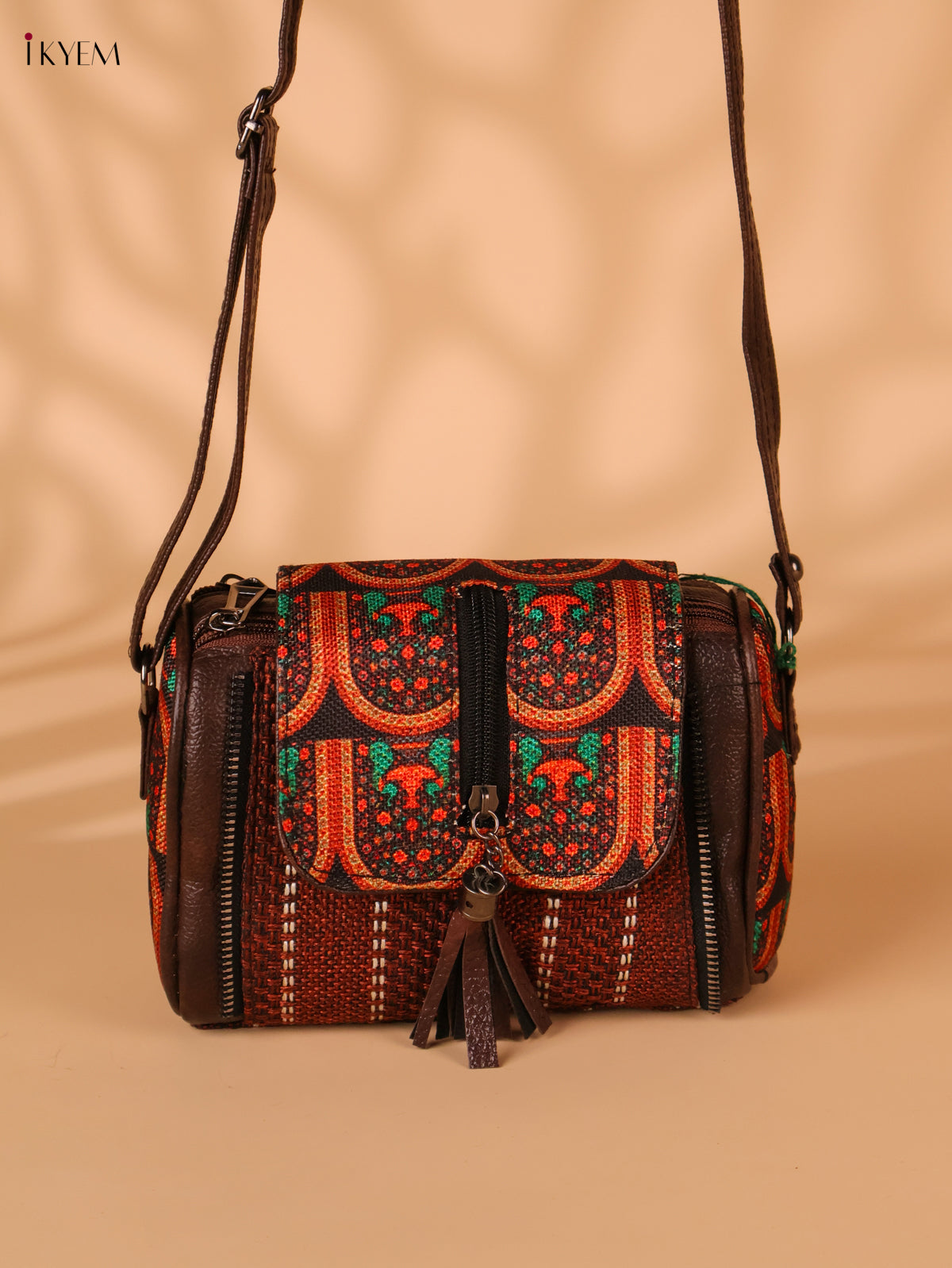 Printed Sling Bag-Maroon colour