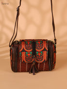 Printed Sling Bag-Maroon colour