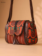Printed Sling Bag-Maroon colour