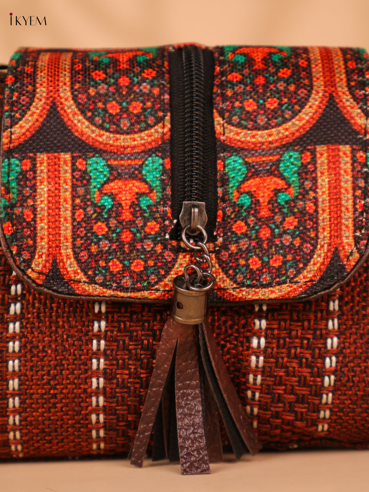 Printed Sling Bag-Maroon colour