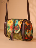 Printed Sling Bag-Green colour