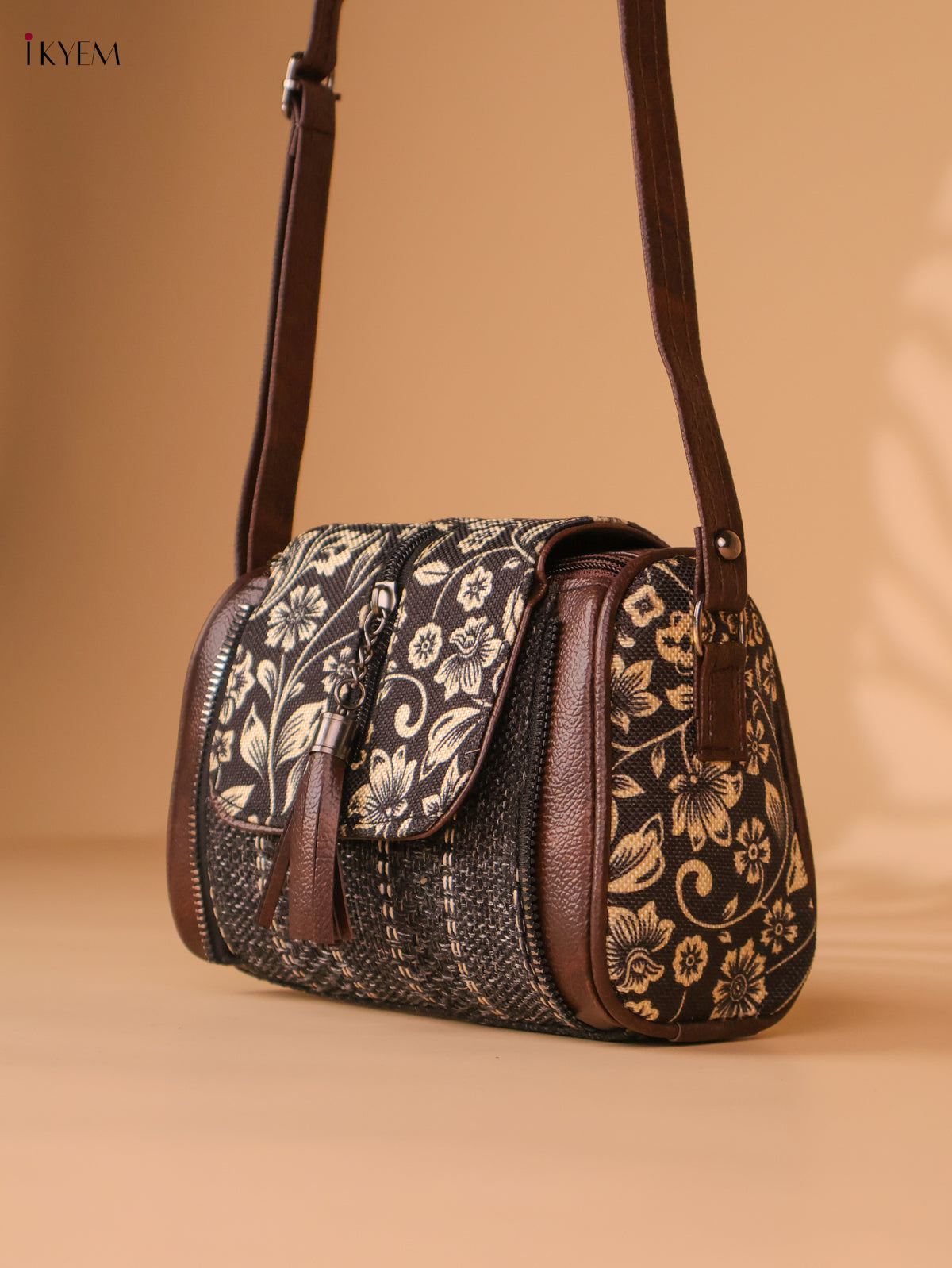 Printed Sling Bag-Black colour