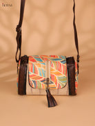 Printed Sling Bag-Cream colour
