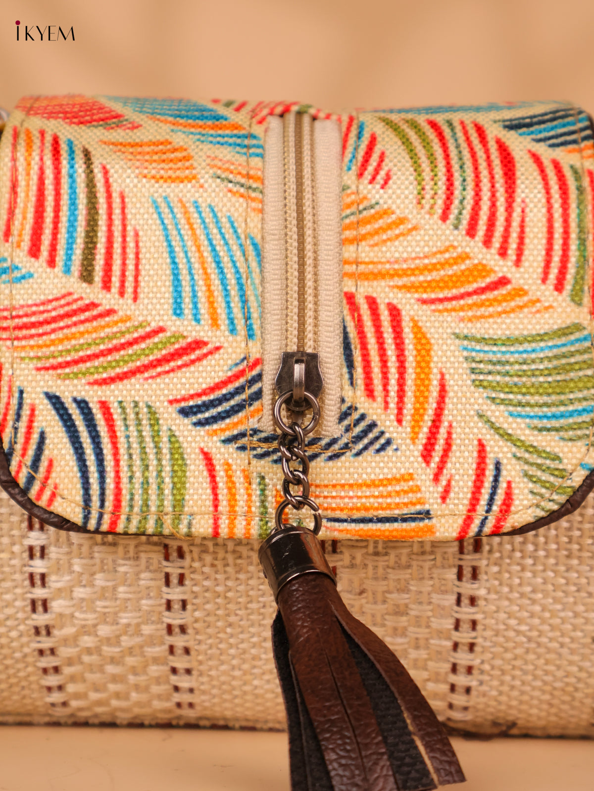 Printed Sling Bag-Cream colour