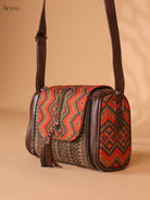 Printed Sling Bag-Brown colour