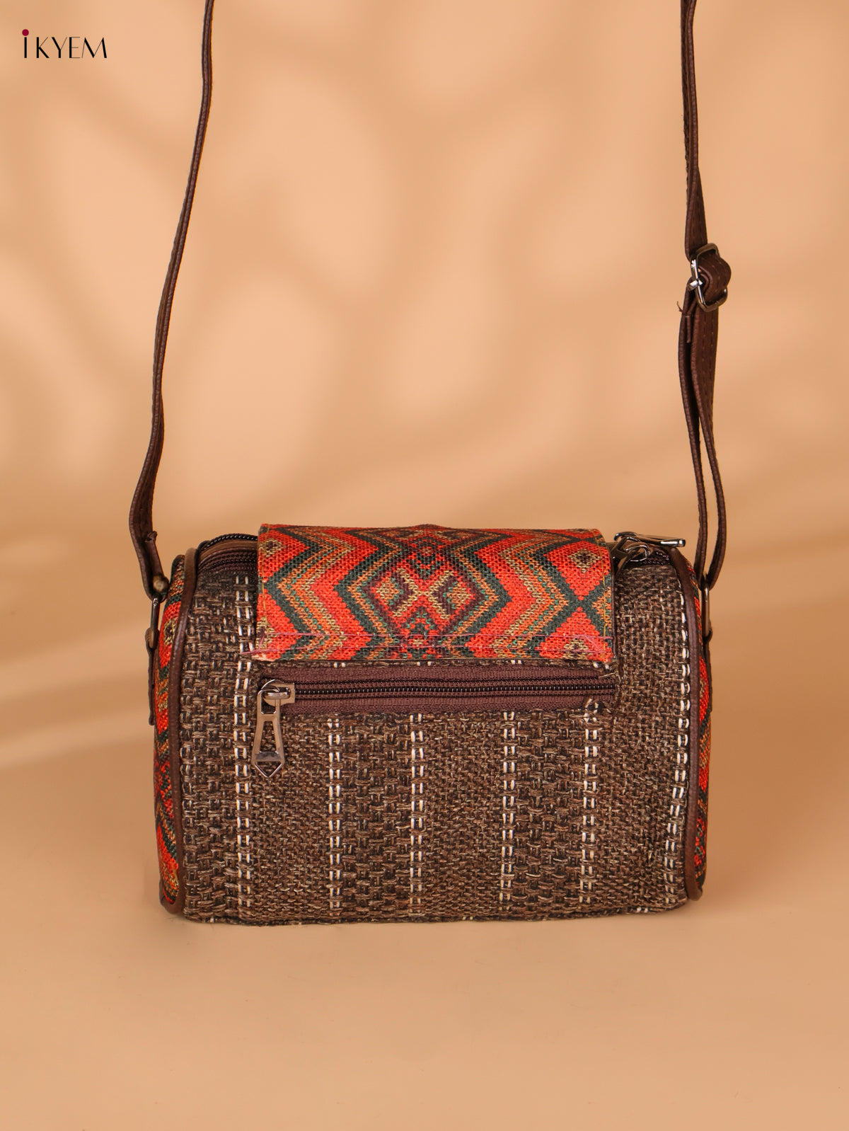 Printed Sling Bag-Brown colour