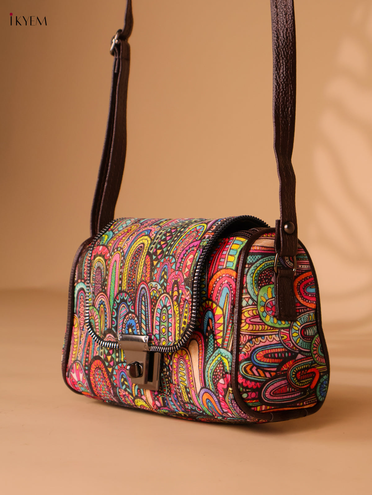 Printed cotton Sling Bag– Multicolour