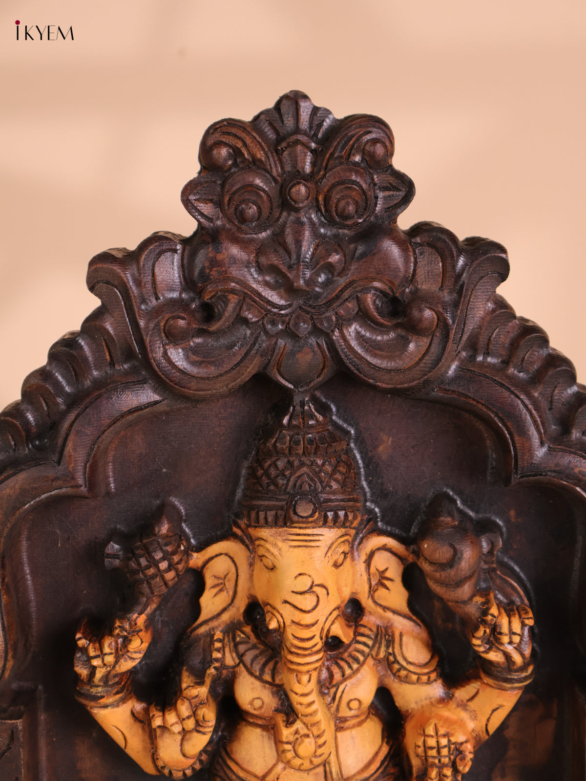 Wooden Hand carved Painted Ganesha wall Panel(18x12)