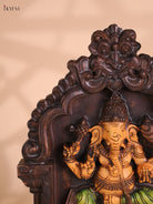 Wooden Hand carved Painted Ganesha wall Panel(18x12)