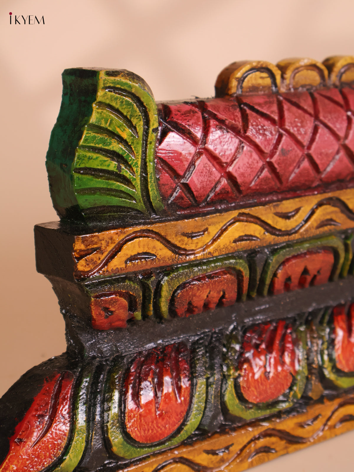 Wooden Hand carved Painted Horizandal Gopuram-(8x36)