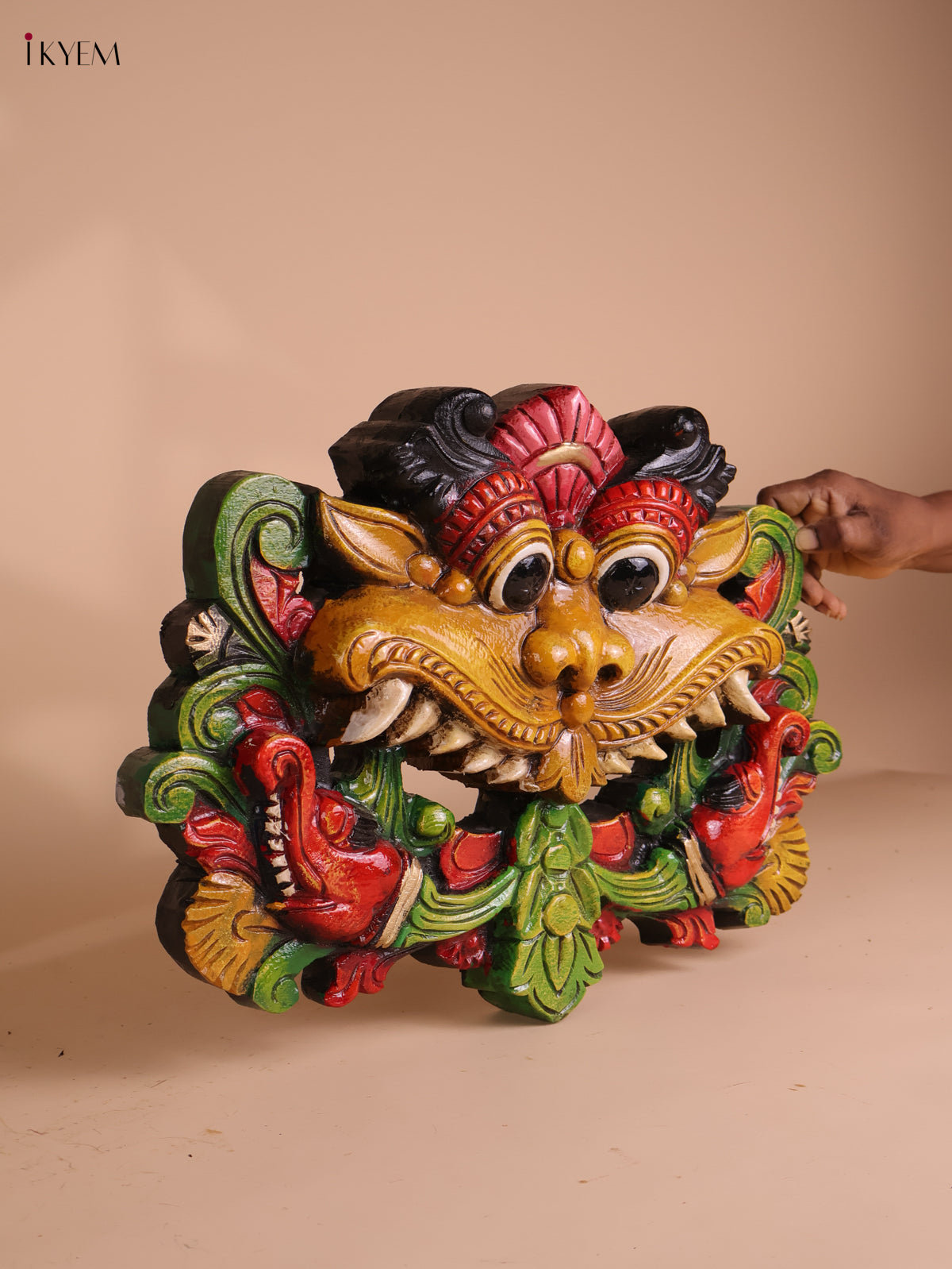 Wooden Hand Carved Painted Horse Yazhi Wall Bracket (13x18)