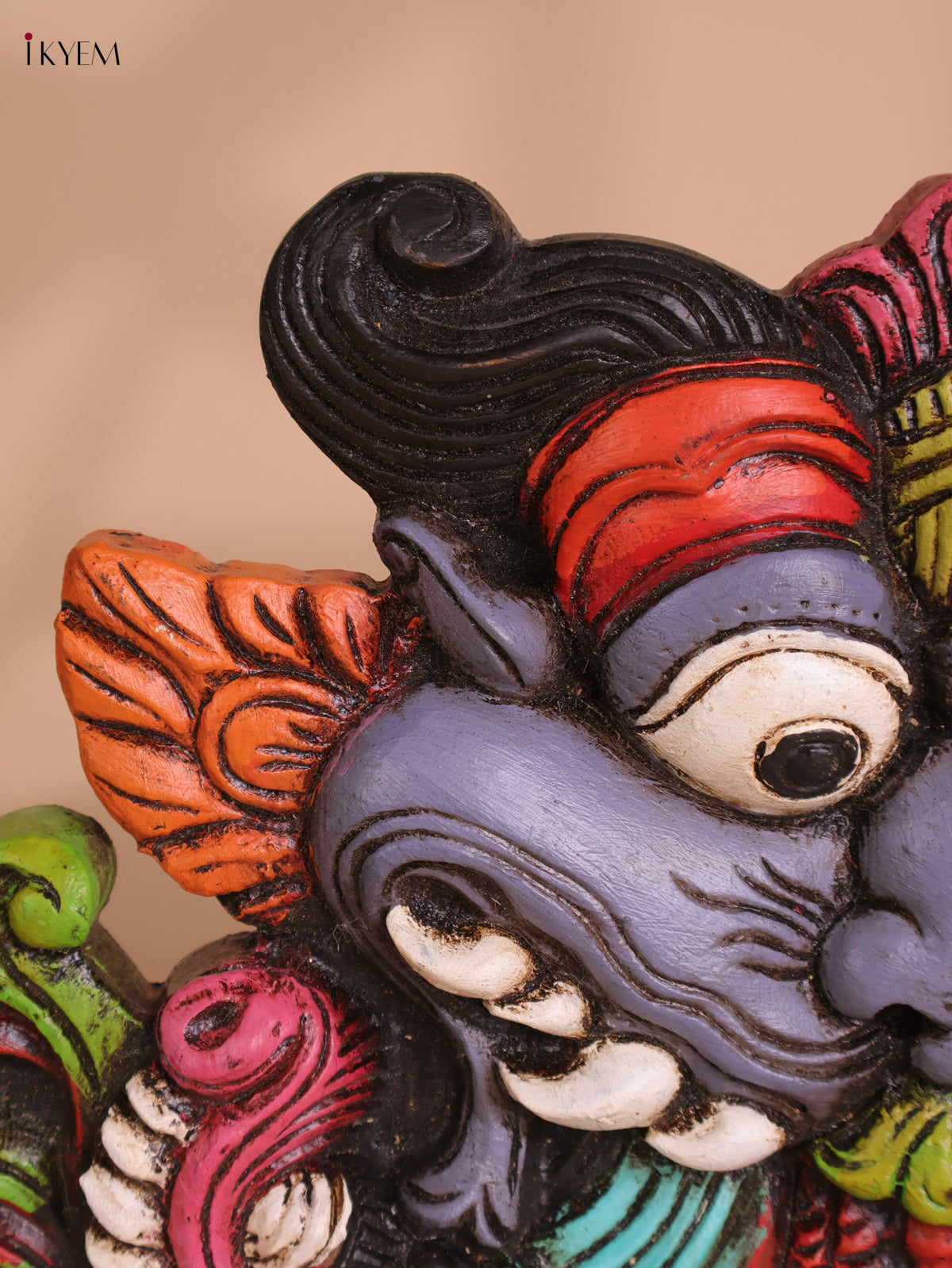 Wooden Hand Carved Painted Horse Yazhi Wall Bracket (12x15)