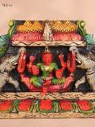 Wooden Hand Carved Painted Gajalakshmi Panel (9x27)