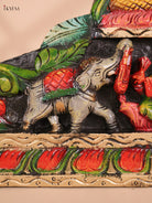 Wooden Hand Carved Painted Gajalakshmi Panel (9x27)