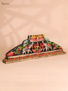 Wooden Hand Carved Painted Gajalakshmi Panel (9x27)