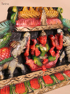 Wooden Hand Carved Painted Gajalakshmi Panel (9x27)