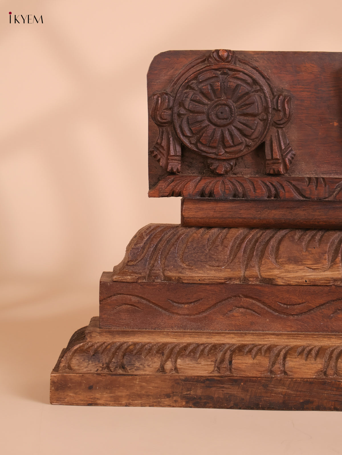 Wooden Hand Carved Painted Shank Chakra Namam Panel (9x17)