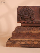 Wooden Hand Carved Painted Shank Chakra Namam Panel (9x17)