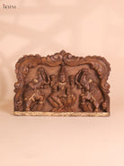 Wooden Hand Carved Gajalakashmi Panel(12x18)