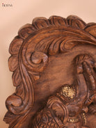Wooden Hand Carved Gajalakashmi Panel(12x18)