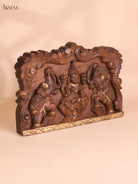 Wooden Hand Carved Gajalakashmi Panel(12x18)