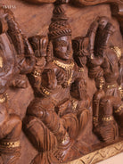 Wooden Hand Carved Gajalakashmi Panel(12x18)