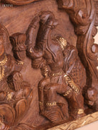Wooden Hand Carved Gajalakashmi Panel(12x18)