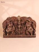 Wooden Hand Carved Gajalakashmi Panel(12x18)