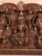Wooden Hand Carved Gajalakashmi Panel(12x18)