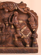 Wooden Hand Carved Gajalakashmi Panel(12x18)